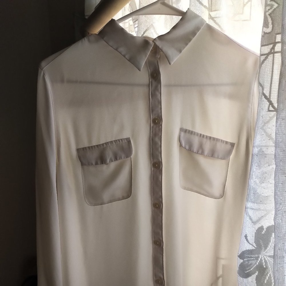 Ann Taylor Loft Cream Button Down Blouse